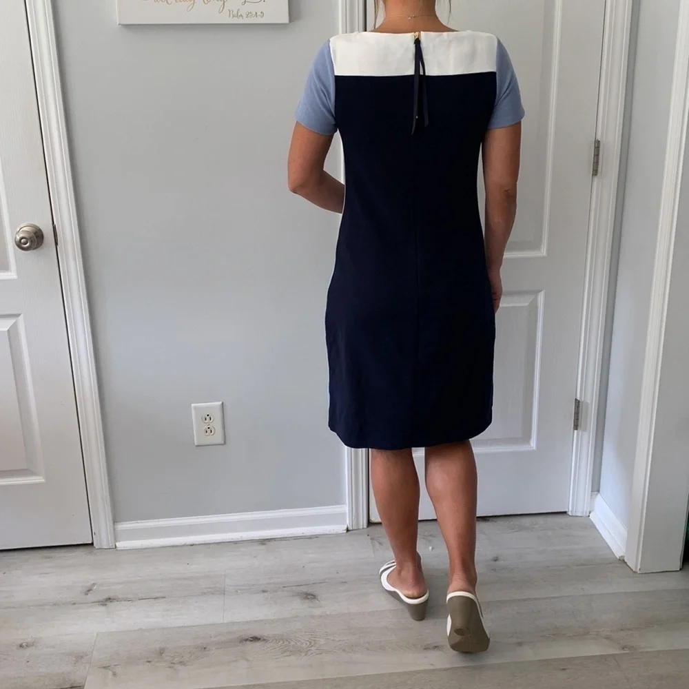 Boden dress color block midi casual career blue white size 4R - Picture 11 of 15